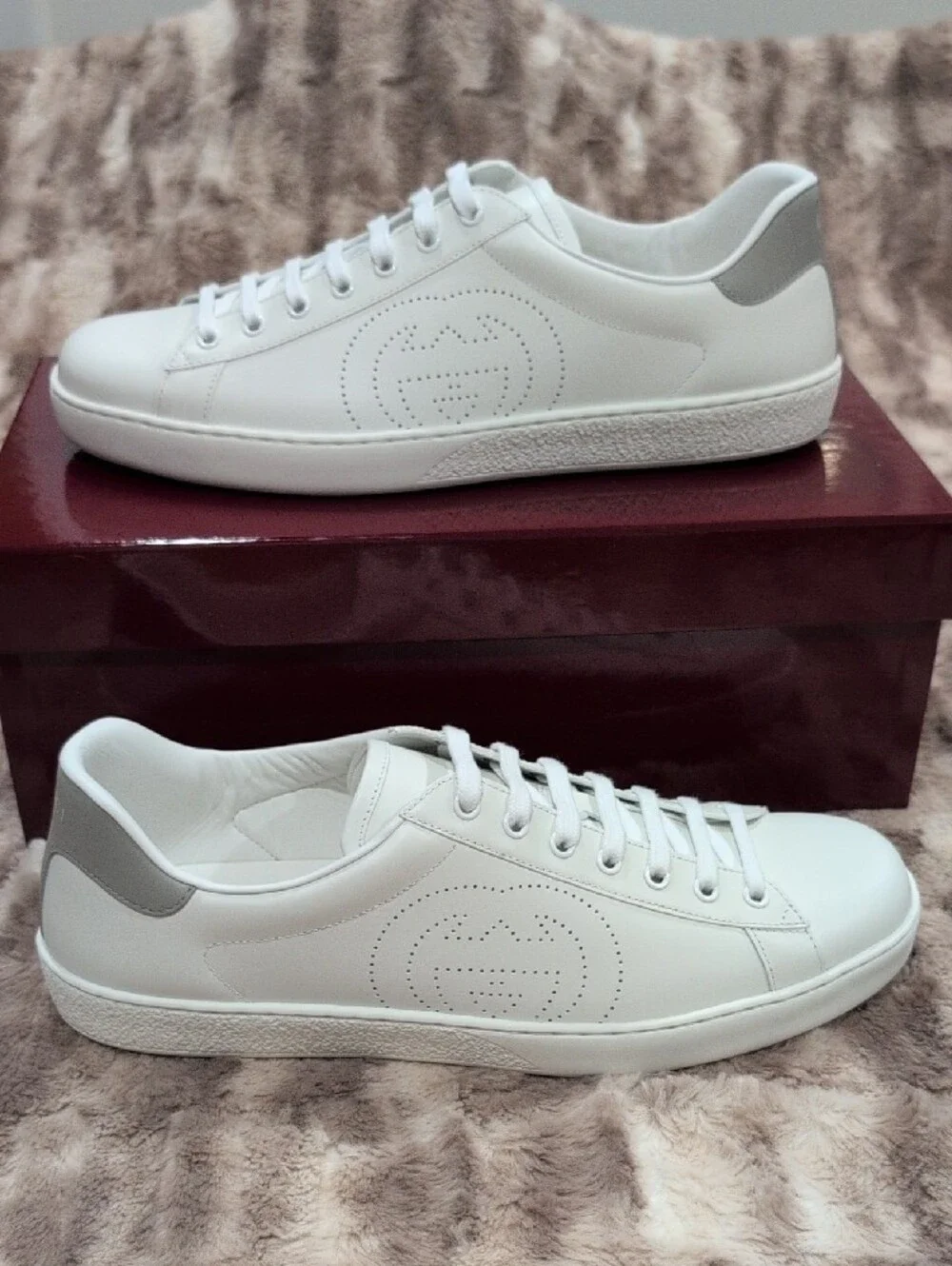 Gucci Ace White Leather Sneakers Mens UK Sz 11.5 - New In Box
